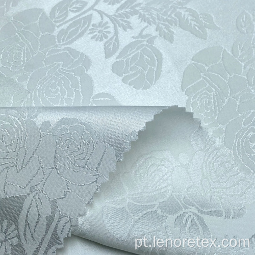 Poliéster Spandex tecido branco floral de cetim de jacquard